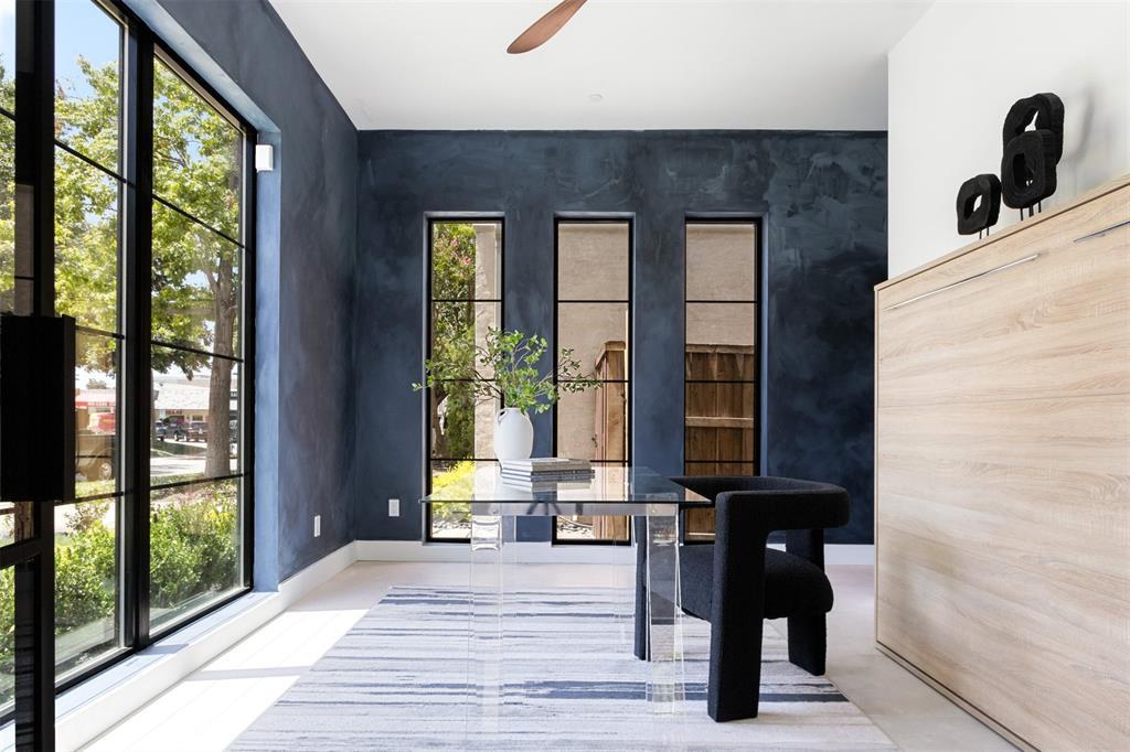 Modern Office with Navy Accent Wall